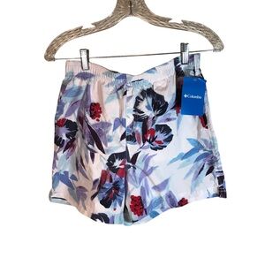 Columbia Nylon outdoor shorts women S purple floral printed drawstring beach